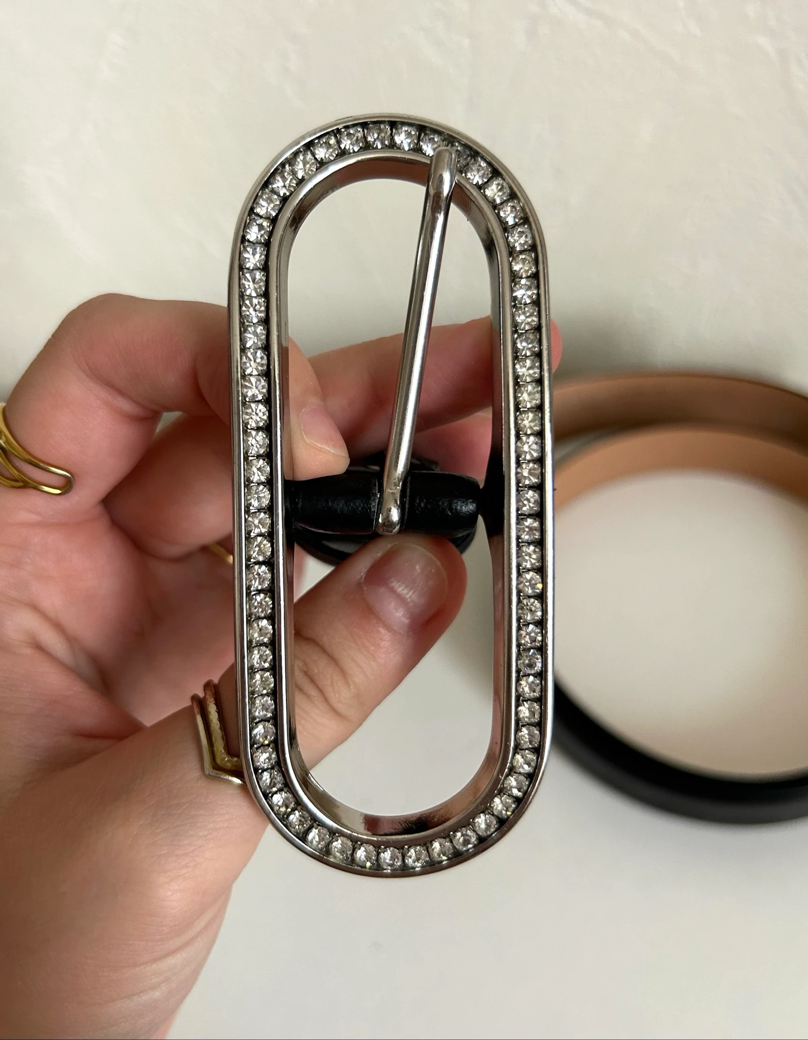 Ceinture Caroll femme noire boucle strass élégante chic vintage T85 – photo 5